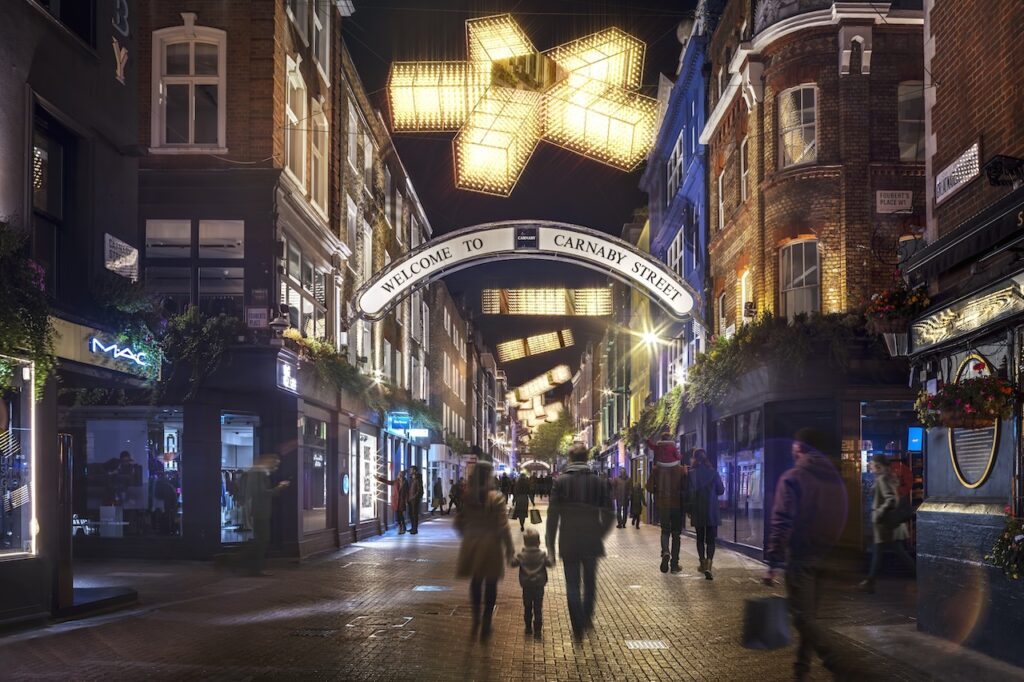 Shaftesbury Capital has unveiled a new “groundbreaking” Christmas light scheme for London's Carnaby Street this year.